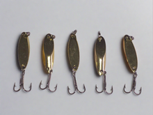 Load image into Gallery viewer, 10 New, Kastmaster Style Gold Spoon,  1/8 ounce great for Trout,& Bass