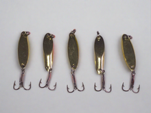 Load image into Gallery viewer, 10 New, Kastmaster Style Gold Spoon,  1/8 ounce great for Trout,& Bass