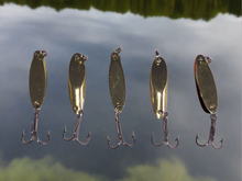 Load image into Gallery viewer, 10 New, Kastmaster Style Gold Spoon,  1/8 ounce great for Trout,& Bass