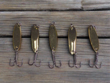 Load image into Gallery viewer, 10 New, Kastmaster Style Gold Spoon,  1/8 ounce great for Trout,& Bass