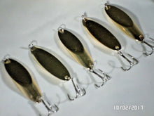 Load image into Gallery viewer, 5 New, Kastmaster Style Gold Spoon,  1 ounce great for Trout,& Bass