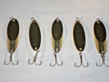 Load image into Gallery viewer, 5 New, Kastmaster Style Gold Spoon,  1 ounce great for Trout,& Bass