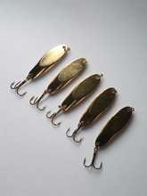 Load image into Gallery viewer, 10 New, Kastmaster Style Gold Spoon,  3/4 ounce great for Trout,&amp; Bass