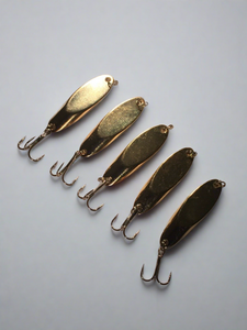 10 New, Kastmaster Style Gold Spoon,  3/4 ounce great for Trout,& Bass