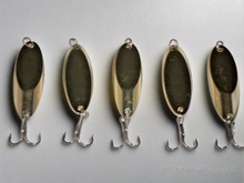 Load image into Gallery viewer, 10 New, Kastmaster Style Gold Spoon,  1/2 ounce great for Trout,&amp; Bass