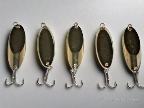 10 New, Kastmaster Style Gold Spoon,  1 ounce great for Trout,& Bass