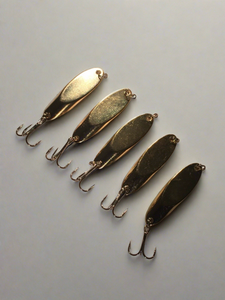 10 New, Kastmaster Style Gold Spoon,  1/2 ounce great for Trout,& Bass