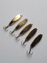 Load image into Gallery viewer, 10 New, Kastmaster Style Gold Spoon,  3/4 ounce great for Trout,&amp; Bass