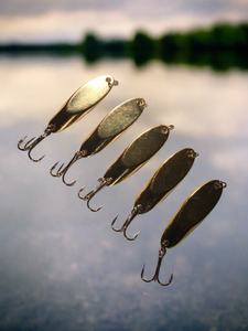 5 New, Kastmaster Style Gold Spoon,  1/2 ounce great for Trout,& Bass