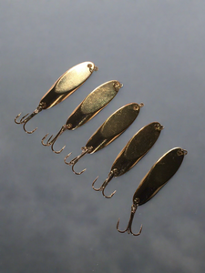 5 New, Kastmaster Style Gold Spoon,  1/2 ounce great for Trout,& Bass