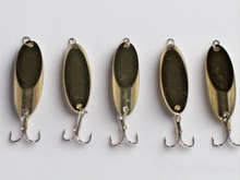 Load image into Gallery viewer, 15 New, Kastmaster Style Gold Spoon,  1/2 ounce great for Trout,&amp; Bass