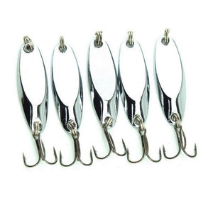 5 New, Kastmaster Style Silver Spoons,  1.5 ounce Trout,& Bass, Ocean?
