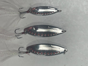 Hightower Tackle Company's fishing spoons!  Silver, Gold, Cooper,