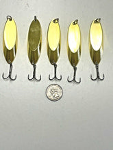 Load image into Gallery viewer, 10 New, Kastmaster Style Gold Spoon, 1 ounce great for Trout,&amp; Bass