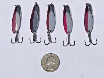 5 New, Kastmaster Style Red & Silver Spoon,  1/4 ounce great for Trout,& Bass