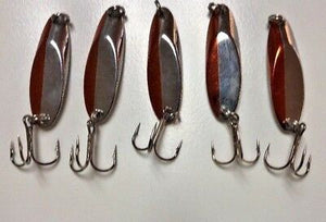 5 New, Kastmaster Style Brown & Silver Spoon,  1/4 ounce great for Trout,& Bass