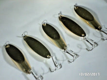 Load image into Gallery viewer, 5 New, Kastmaster Style Gold Spoon,  1 ounce great for Trout,&amp; Bass