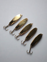 Load image into Gallery viewer, 10 New, Kastmaster Style Gold Spoon,  3/4 ounce great for Trout,&amp; Bass