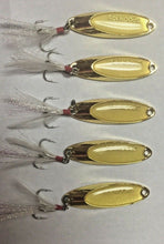 Load image into Gallery viewer, Hightower Tackles New Kastmaster style Gold Rooster tail spoons 10 lures. 3/8 oz