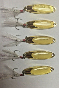 Hightower Tackles New Kastmaster style Gold Rooster tail spoons 10 lures. 3/8 oz