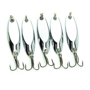 5 New, Kastmaster Style Silver Spoon,  3/8 ounce great for Trout,& Bass