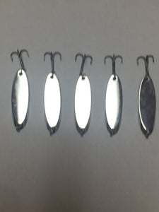 5 New, Kastmaster Style Silver Spoon,  1/8 ounce great for Trout,& Bass