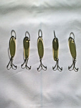 Load image into Gallery viewer, 5 New, Kastmaster Style Gold Spoon, 3/8 ounce great for Trout,&amp; Bass
