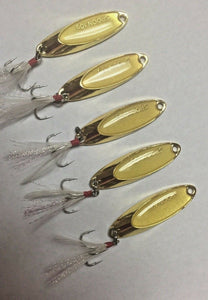 Hightower Tackles  Kastmaster style  Gold Rooster tail spoons 10 lures. 1/2 oz