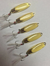 Load image into Gallery viewer, Hightower Tackles New Kastmaster style Gold Rooster tail spoons 10 lures. 3/8 oz