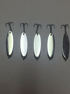 5 New, Kastmaster Style Silver Spoon,  5/8 ounce great for Trout,& Bass