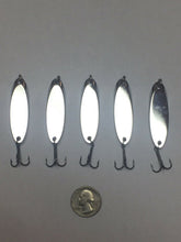 Load image into Gallery viewer, 5 New, Kastmaster Style Silver Spoon,  5/8 ounce great for Trout,&amp; Bass