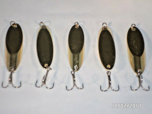 5 New, Kastmaster Style Gold Spoon,  1 ounce great for Trout,& Bass