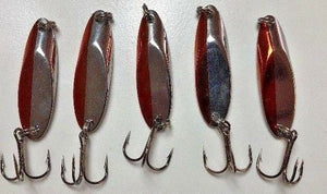 5 New, Kastmaster Style Brown & Silver Spoon,  1/4 ounce great for Trout,& Bass