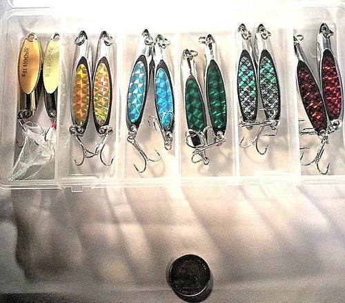 Hightowers New Kastmaster style lures 5 colors-10 lures, Plus 2 Rooster tailed!