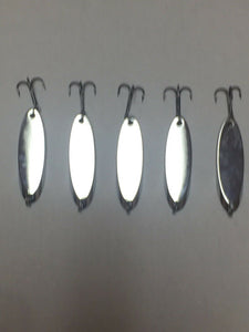 5 New, Kastmaster Style Silver Spoon,  3/4 ounce great for Trout,& Bass