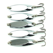 Load image into Gallery viewer, 5 New, Kastmaster Style Silver Spoon,  3/8 ounce great for Trout,&amp; Bass