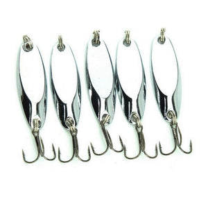5 New, Kastmaster Style Silver Spoon,  5/8 ounce great for Trout,& Bass