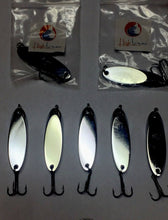 Load image into Gallery viewer, 5 New, Kastmaster Style Silver Spoon,  1/8 ounce great for Trout,&amp; Bass