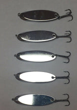 Load image into Gallery viewer, 10 New, Kastmaster Style Silver Spoon,  1/8 ounce great for Trout,&amp; Bass