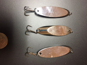 5 New, Kastmaster Style Silver Spoons,  1 ounce Trout,& Bass, Ocean?