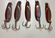 Load image into Gallery viewer, 5 New, Kastmaster Style Brown &amp; Silver Spoon,  1/4 ounce great for Trout,&amp; Bass