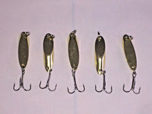 Load image into Gallery viewer, 5 New, Kastmaster Style Gold Spoon,  5/8 ounce great for Trout,&amp; Bass