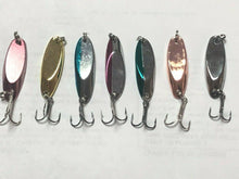 Load image into Gallery viewer, 7 Kastmaster Style Spoons, 7 different Colors!  1/4 ounce great for Trout,&amp; Bass